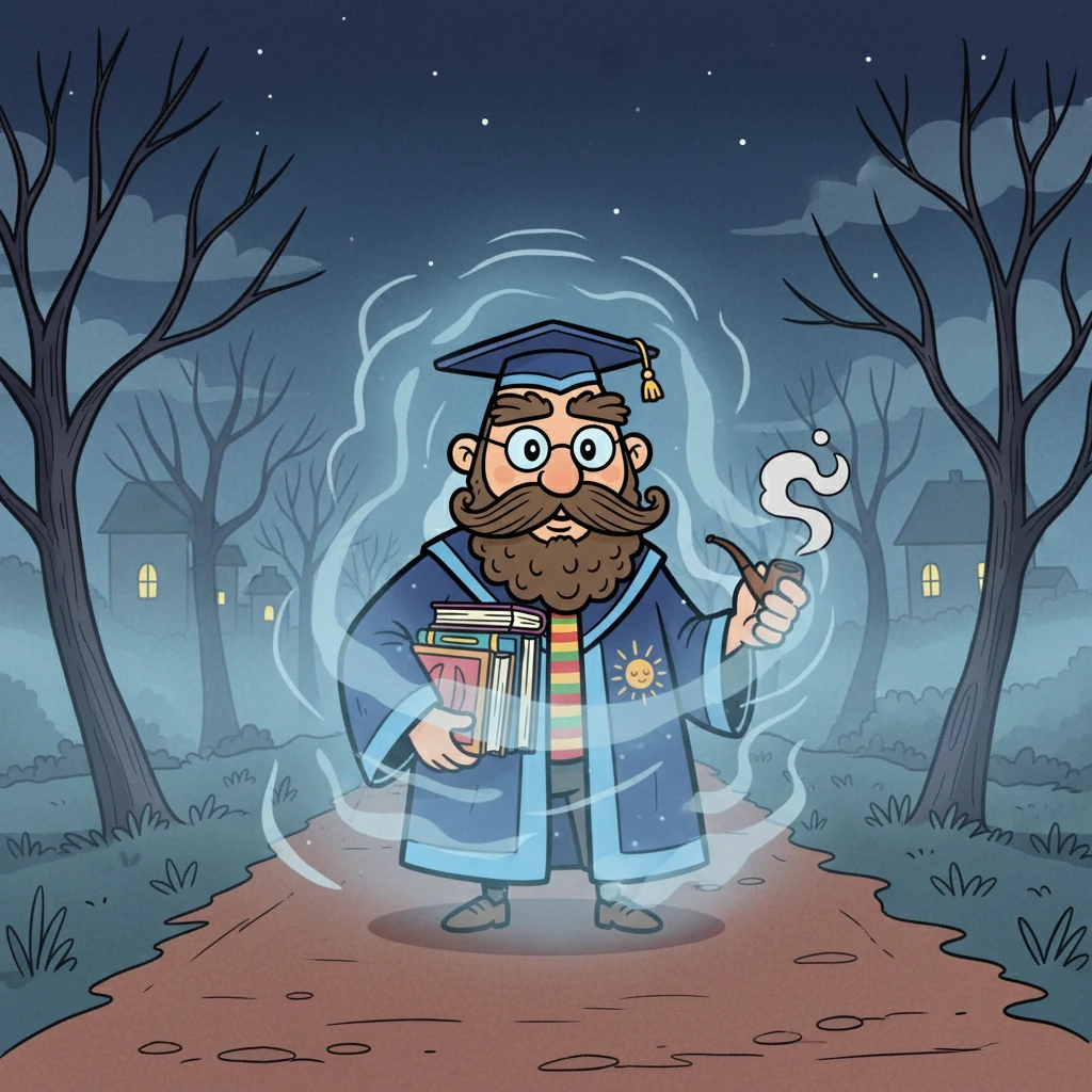 El Filósofo camina solo por las calles de tierra de Pachacámac, una noche fría y silenciosa. El humo de su cigarro se mezcla con la neblina, creando un halo fantasmal a su alrededor. Recuerda el sabor amargo del adiós, la chica que se fue.