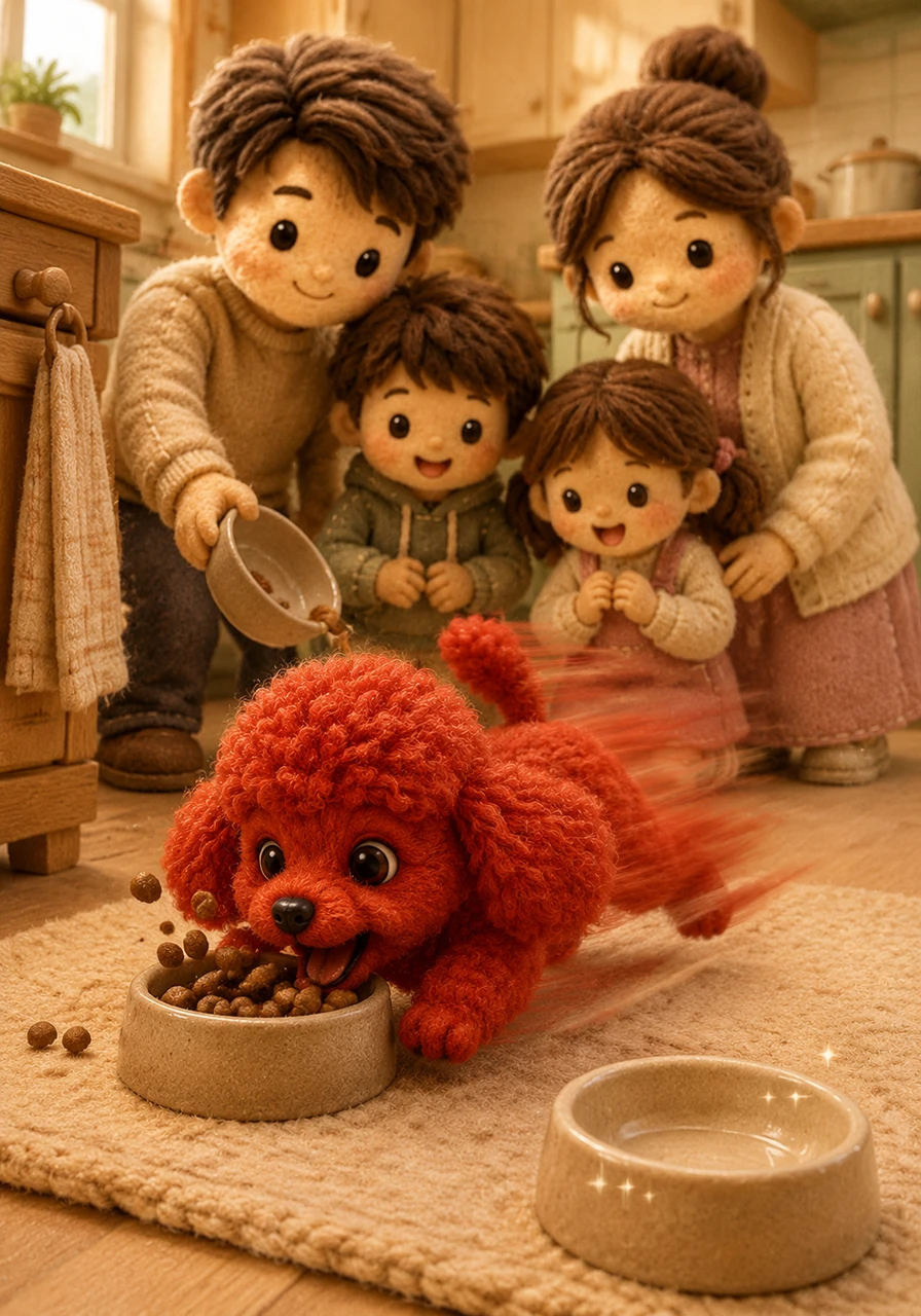 Every single time her family filled her bowl, Cinnamon Bonbon would zoom across the kitchen, yipping happily as she gobbled it all up. In just a few seconds, her bowl would be completely empty and sparkling clean.