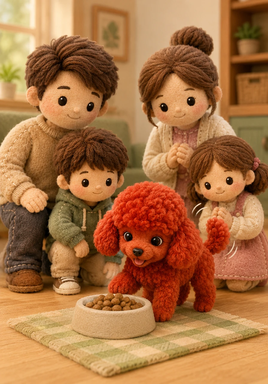 Over time, Cinnamon Bonbon became a master of slow eating and no longer searched for floor scraps. Now, whenever she sees her bowl, she wags her tail happily, knowing that food tastes so much better when it is enjoyed with calm patience.