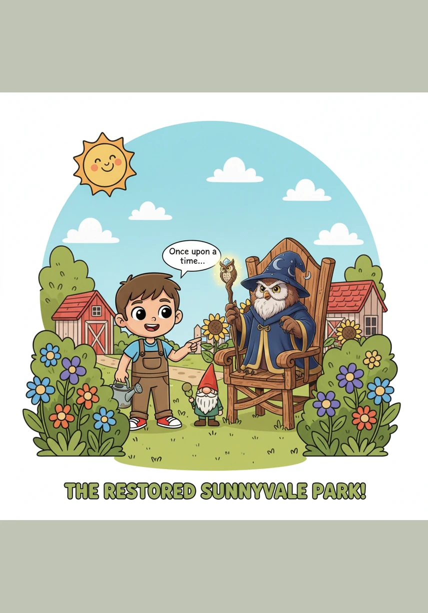Weeks later, Sunnyvale sparkled like a polished gem under the summer sun. The pond was crystal clear, the ducks returned to splash happily, and the air smelled like fresh pine and blooming jasmine.