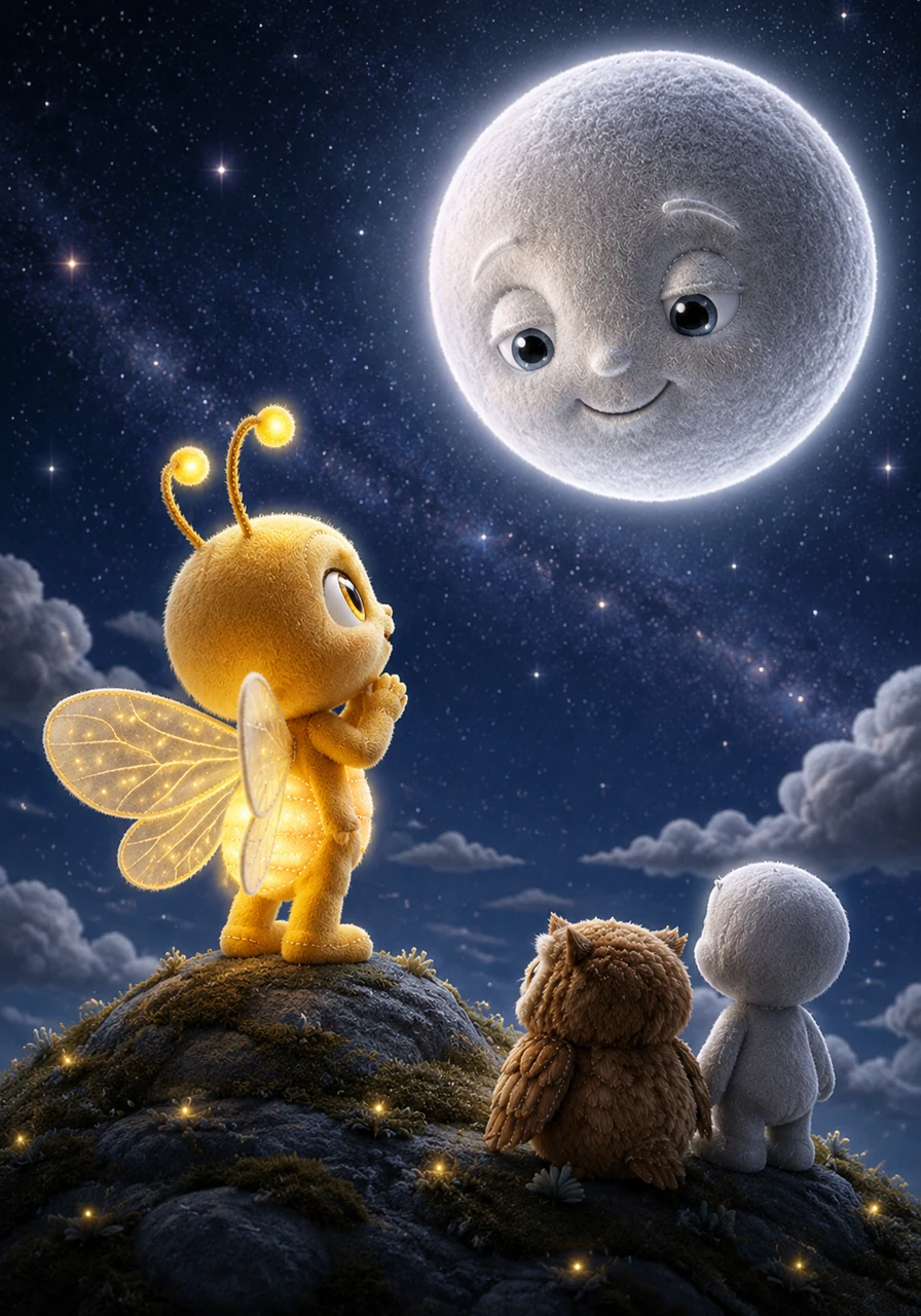 At the very top, Lino stood alone under the vast canopy of space and whispered his wish to the silver Moon. He didn't ask for fame, but for the power to show everyone that the night is never truly dark.