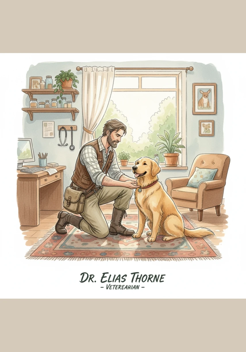 Dr. Elias Thorne tended to a golden retriever in his cozy clinic, while hidden behind a velvet curtain sat jars of glowing moss and sketches of legendary beasts. He was the town’s only veterinarian, but his true calling lay in the secrets of the surrounding ancient woods. The walls of his office were lined with both medical degrees and ancient maps of hidden realms.
