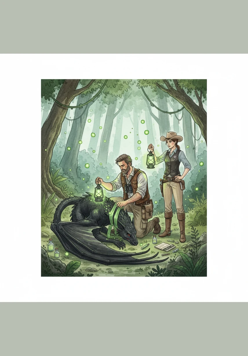 While Sarah kept a steady hand on her holster to ensure his safety, Elias whispered ancient words of comfort to the towering beast. With a swift and precise movement, he extracted the spike and applied a glowing salve that instantly closed the wound. The creature let out a long, shuddering breath as the violet fire in its eyes began to dim.