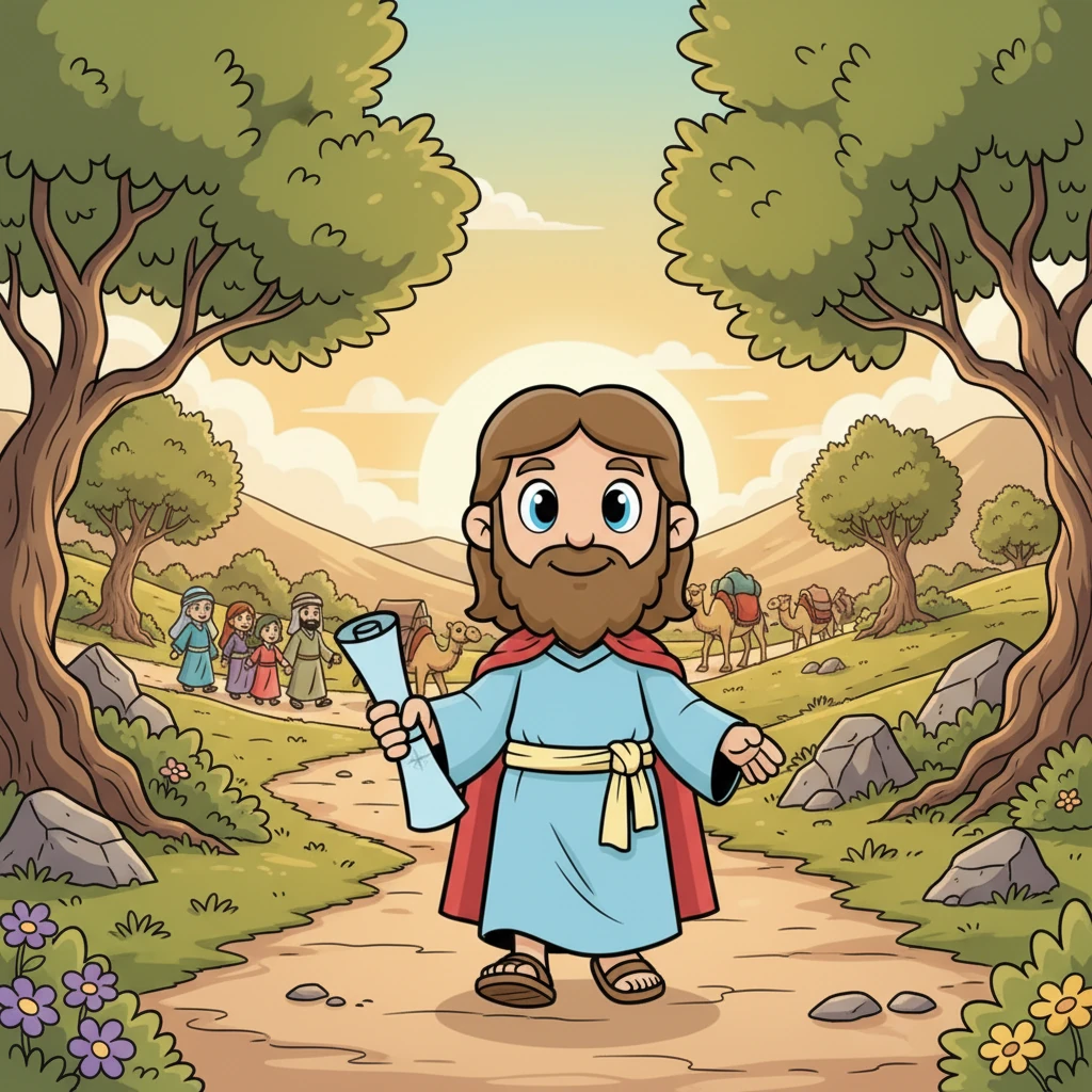 Il viaggio proseguì verso sud, attraverso le aspre ma bellissime colline della Giudea. Il paesaggio cambiò, diventando più roccioso e secco, ma ancora pieno di vita con ulivi secolari e piccoli cespugli fioriti. Elia vide carovane di mercanti e famiglie che si muovevano lentamente lungo i sentieri polverosi.