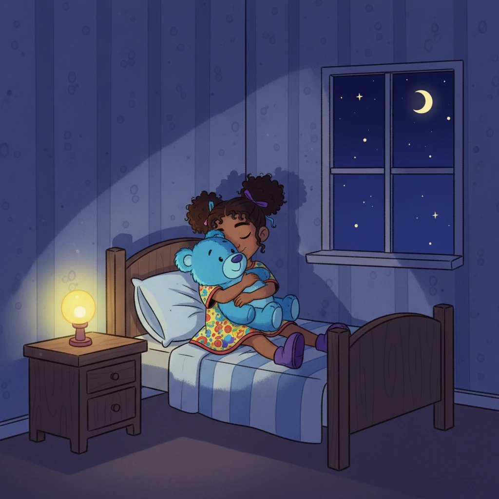 Ana amaba el color azul, el color del cielo y del mar. Pero a Ana le daba mucho miedo la oscuridad; siempre necesitaba una pequeña luz para sentirse segura en su habitación. Por la noche, abrazaba fuerte a su osito de peluche azul, llamado Azulín.