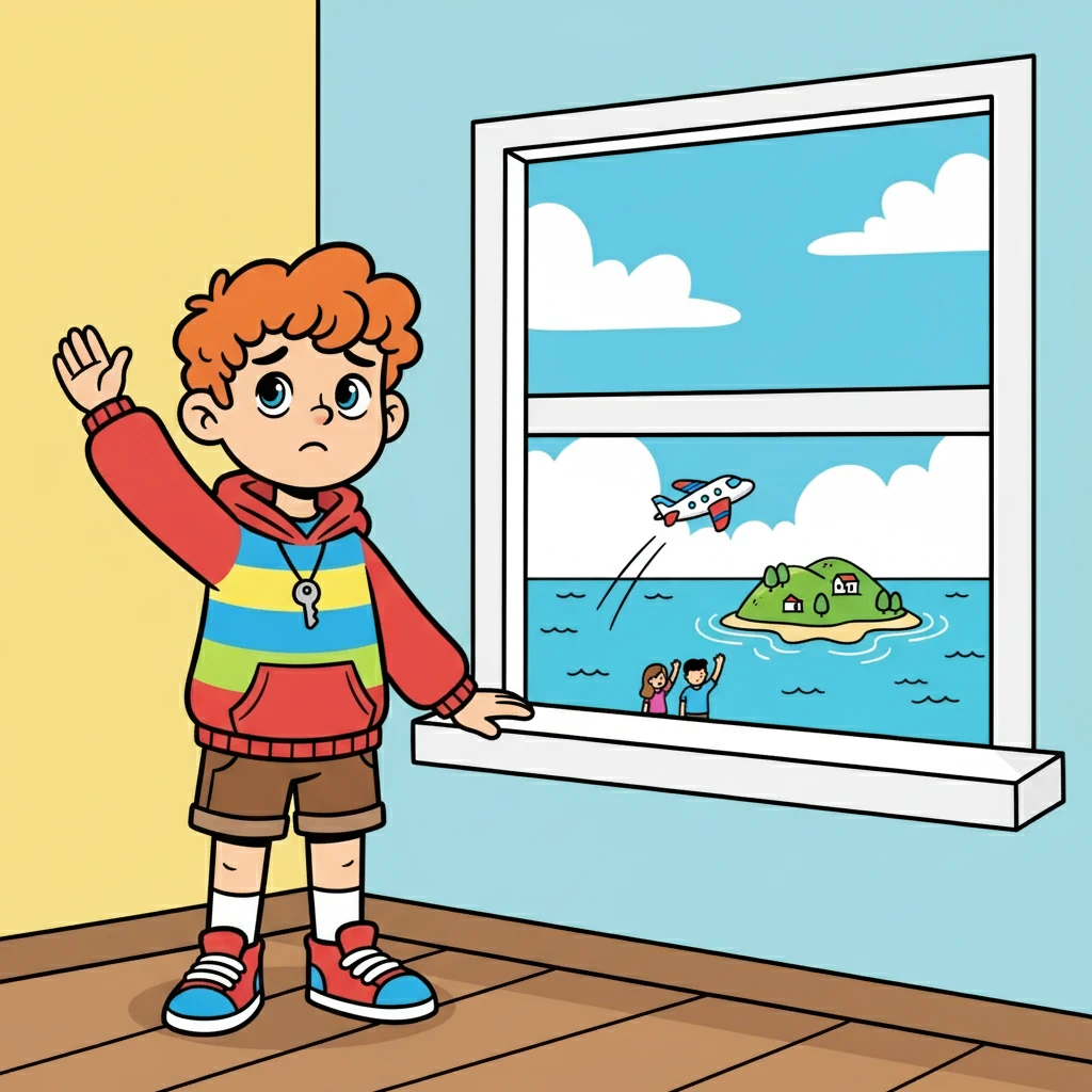 אמא ואבא נפרדו ממיכאל ויותן, והם טסו לקפריסין. מיכאל עמד ליד החלון ונופף להם לשלום, עיניו מעט עצובות. הוא ידע שהם יחזרו, אבל הוא יתגעגע אליהם מאוד.