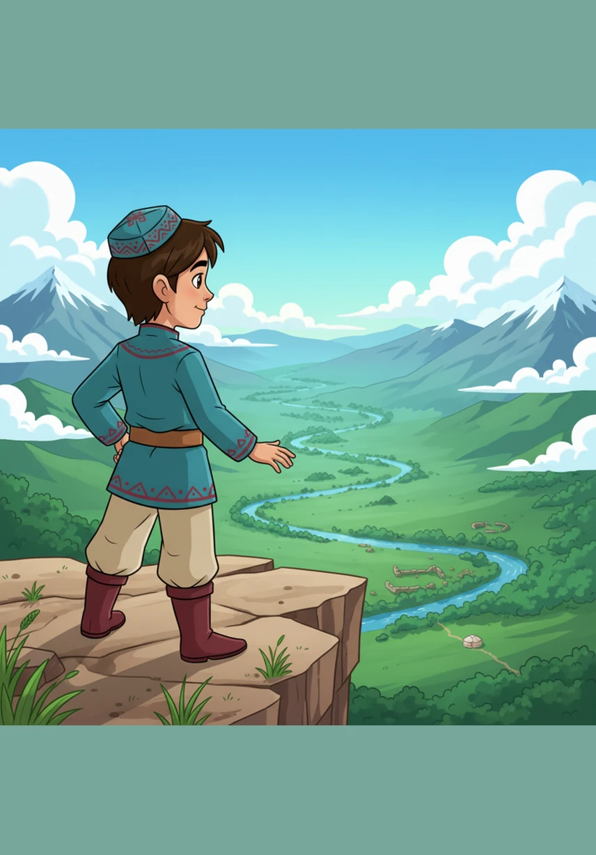 Alnur stands at the edge of a vast, emerald-green valley where the mountains touch the clouds. He learns that this special place is a nature reserve, a sanctuary where the earth is kept exactly as it was meant to be.