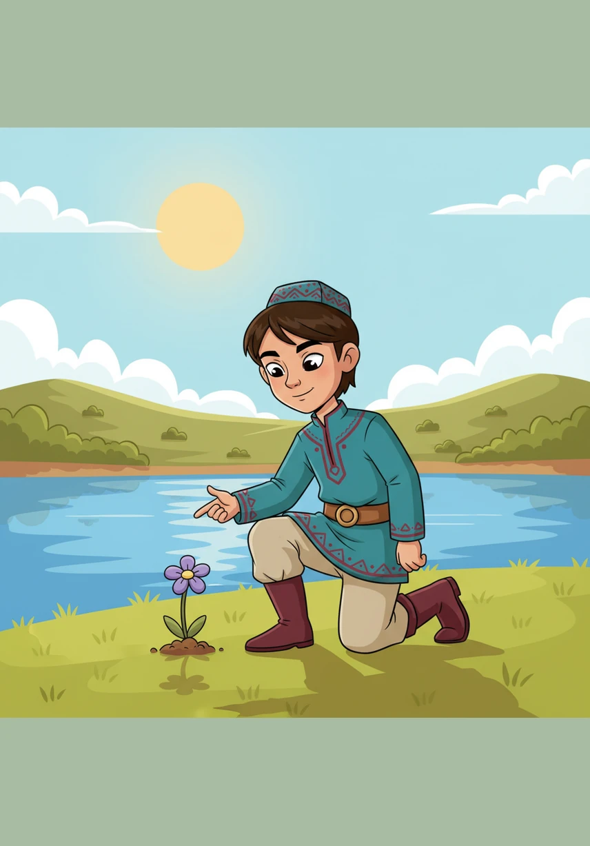 By the shimmering blue lake, a flock of pink flamingoes rests peacefully under the warm sun. The water is crystal clear, reflecting the harmony of a world where birds can sing their songs without interruption.