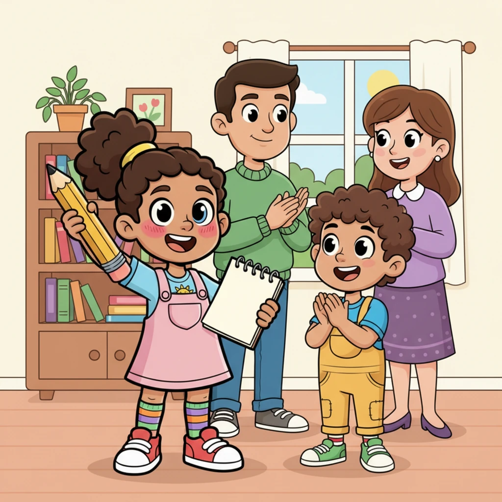 Lily finished her presentation with a flourish, her cheeks flushed with excitement. Her parents exchanged knowing glances, a soft smile slowly spreading across their faces. They were clearly impressed by her thoughtful and heartfelt arguments.