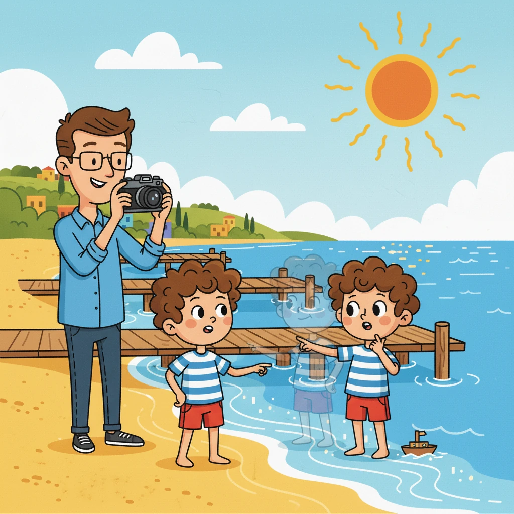 A helpful stranger appeared, offering to document Aco's experiment. With each click of the camera, Aco shifted positions, creating a series of images at different moments. The concept of superposition began to take form in their mind.