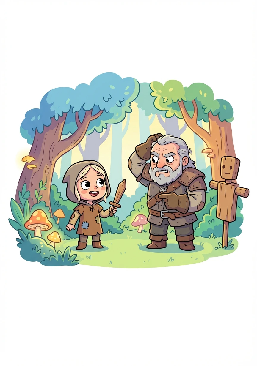 Cirilla disguises herself as a common traveler and ventures into the Whispering Woods. She encounters a grizzled old Witcher named Vesemir, who reluctantly agrees to train her in the ways of combat and monster hunting.