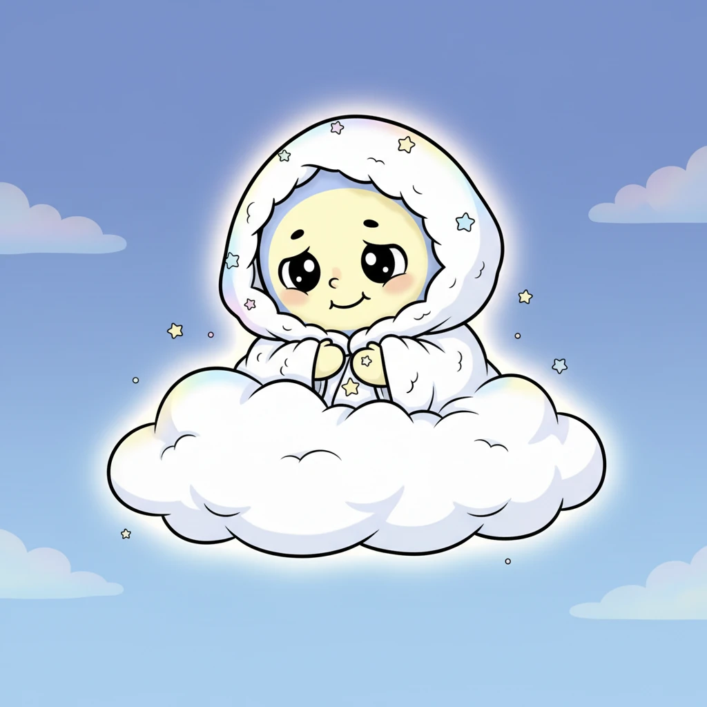 Luna took a deep, wobbly breath, her silvery face still a little red. Slowly, ever so slowly, she began to unfurl herself from the cloud's embrace. A bit of her round, radiant face peeked out, then a little more, her shy smile growing.