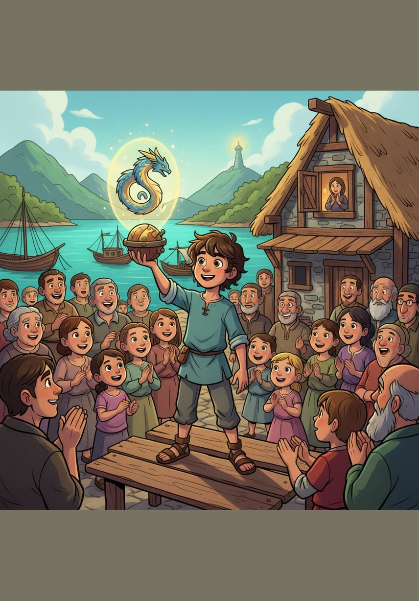 In a small, sun-drenched village, a brilliant and curious boy named Aidos spends his days dreaming of inventions. He is always looking for ways to use his clever mind to help his neighbors and explore the world around him.