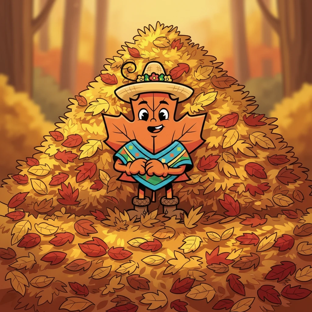 Rojo, amarillo, marrón. Den se maravilla ante la belleza de los colores. Un montón de hojas cubren el suelo, creando un tapiz vibrante y acogedor.