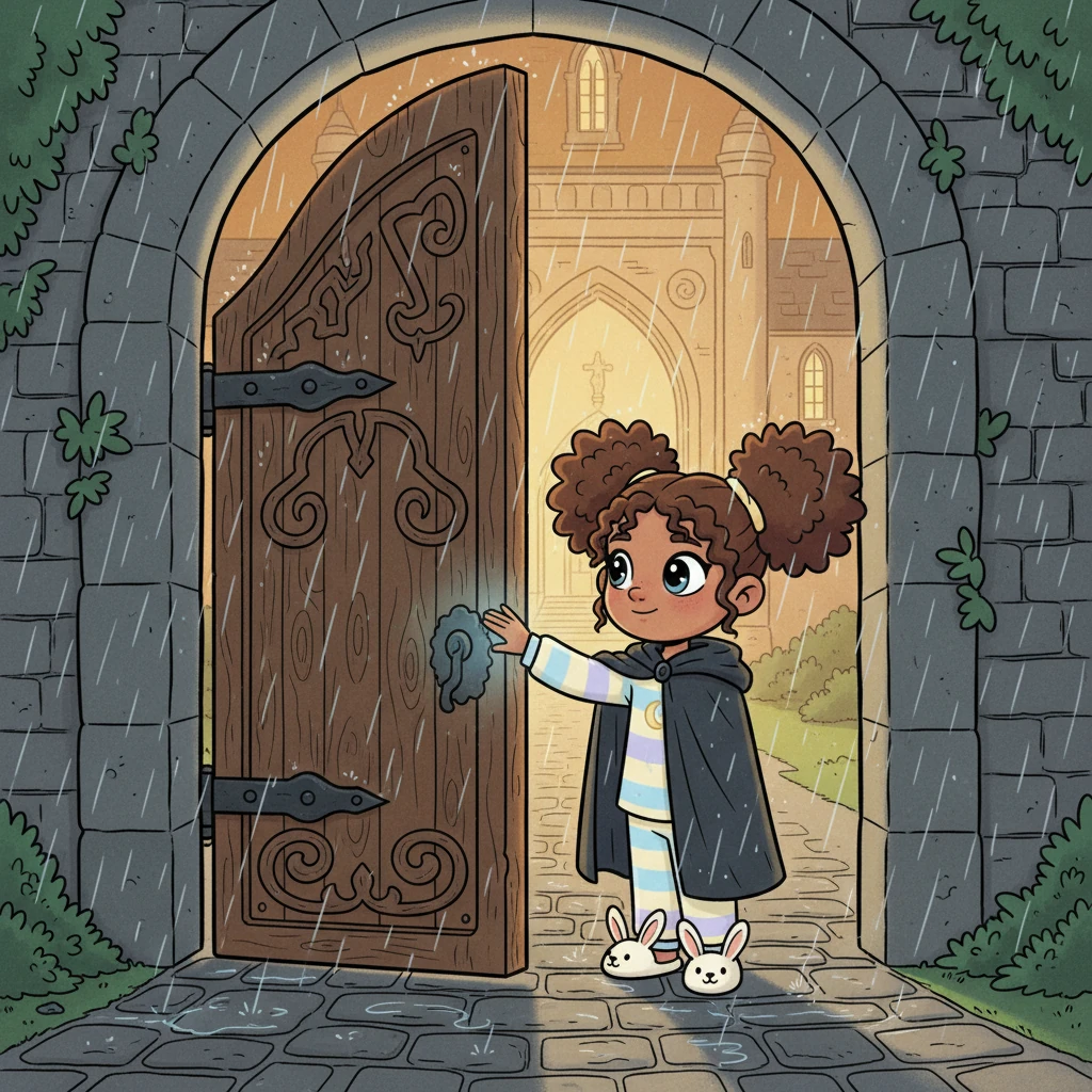 You stand at the grand, old oak gates of the Starfall Academy, the rain a gentle curtain around you. Your cloak, heavy with the night's dampness, feels like a soft weight on your shoulders, a cozy shell against the cool air. You reach out a hand, your fingers cool against the smooth, worn wood of the gate, feeling the faint hum of ancient protective magic woven deep within its grain. The large gates swing inward with a hushed, almost imperceptible sigh, inviting you into the warmth that waits beyond. You step over the threshold, your boots making the softest sound on the polished cobblestones of the entrance path, a sound almost swallowed by the quiet patter of rain on the leaves above. The air within the academy grounds already feels different, softer, filled with the scent of damp earth and something else, something warm and scholarly, like old parchment and gentle magic. You walk slowly, your gaze drifting over the ancient, ivy-clad walls that rise around you, each stone holding countless whispers of forgotten spells and silent studies. The path curves gently, leading you toward the main entrance, a grand archway bathed in a soft, welcoming glow that seems to push back the encroaching night. You pause for a moment under the shelter of the arch, taking a slow, deep breath, letting the scent of the academy fill your lungs, a promise of peace and learning. With unhurried movements, you begin to unfasten the silver clasp of your travel-worn cloak, letting it slide from your shoulders. The fabric whispers as it falls, a gentle rustle that echoes faintly in the quiet space, then gathers softly in your arms. You hold the cloak for a moment, feeling its dampness, then carefully shake it out, sending tiny droplets of rainwater dancing like miniature stars into the air. Each droplet catches the faint light from within, sparkling for a fleeting second before vanishing into the shadowed corners. You drape your cloak over a sturdy, carved wooden stand just inside the entrance, its rich, dark wood gleaming softly in the ambient light. The weight lifts from your shoulders, and a lightness spreads through you, a sense of having shed the last remnants of your journey. Your hands, cool from the outside air, now feel the subtle warmth radiating from the polished stone floor beneath your feet, a gentle heat that seeps upwards, promising comfort. You take another slow breath, your eyes slowly adjusting to the soft, diffused light of the entrance hall, a space designed for quiet contemplation. The air here is still, thick with the scent of aged wood and a hint of something sweet, like dried herbs or old, forgotten potpourri. You notice the tall, leaded-glass windows that line one wall, their panes shimmering with the reflected light from within, and beyond them, the steady, rhythmic fall of rain. Each raindrop creates a tiny ripple on the glass, a soft, hypnotic pattern that calms your mind. You listen to the rain, a constant, soothing lullaby that accompanies the quiet hum of the academy. Your gaze drifts to the intricate carvings on the wooden panels that adorn the walls, each one a testament to the academy's long history, depicting symbols of knowledge and quiet magic. You feel a profound sense of safety wash over you, a deep, comforting reassurance that you are exactly where you are meant to be. The outside world, with its hurried pace and its demands, begins to fade, replaced by the gentle embrace of this scholarly haven. You take a moment, just standing there, feeling the quiet magic of the place settle around you like a soft blanket. Your cool fingers gently touch the smooth, cool surface of a nearby stone pillar, feeling its ancient solidity. The silence here is not empty, but full, filled with the quiet breathing of the old building, the gentle sigh of the wind outside, and the persistent, soft murmur of the rain. You close your eyes for a brief moment, letting the sounds and sensations wash over you, cleansing away any lingering tension from your travels. When you open them again, the soft glow of the hall seems even more inviting, more peaceful. You are home, truly home, in this quiet sanctuary of learning and calm.