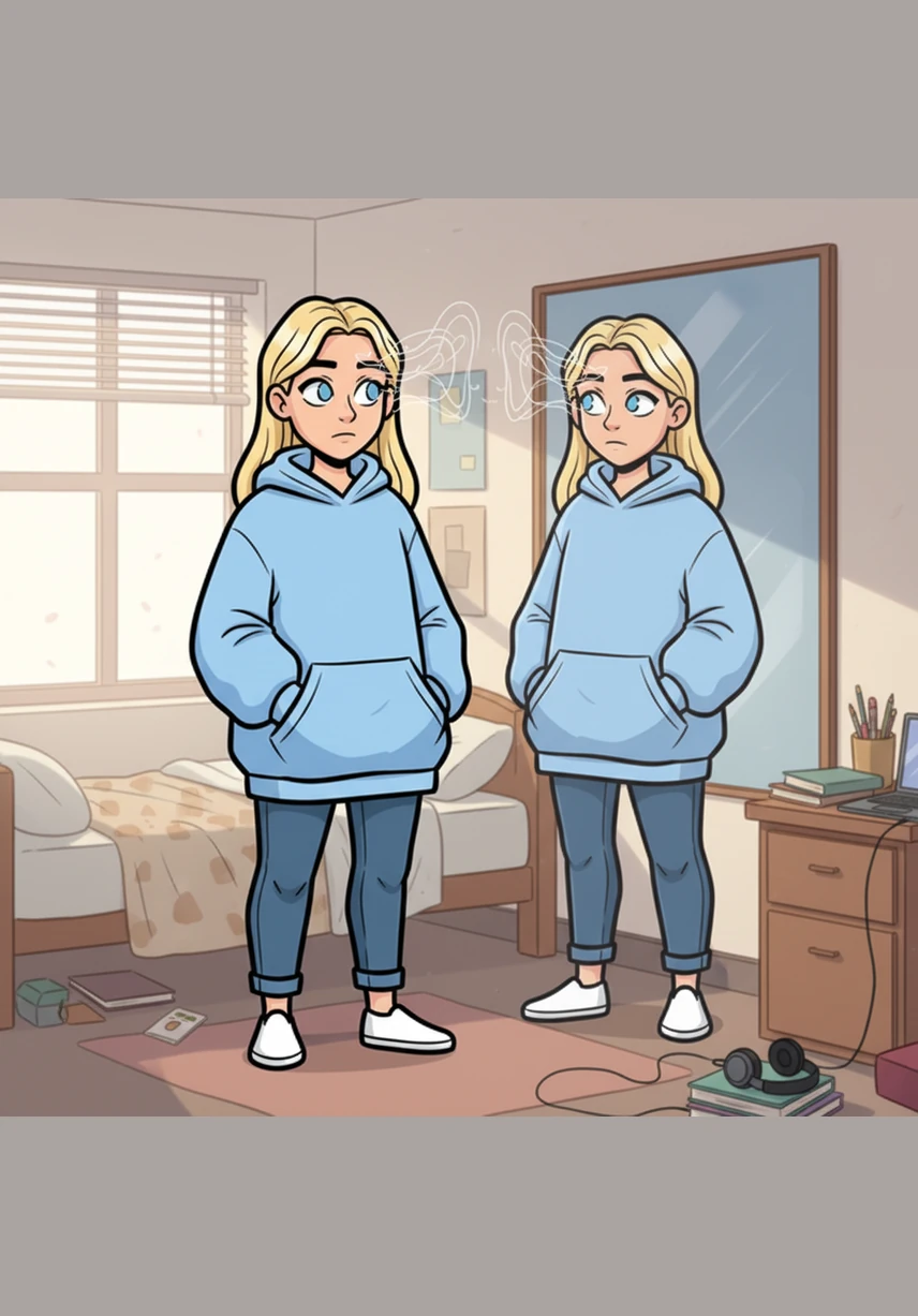 I look in the mirror, seeing a typical college girl with blonde hair and blue eyes, dressed in my favorite oversized hoodie and jeans. While I look ordinary on the outside, I wake up every day feeling like I’m tuned to a different frequency than the world around me, processing every sound and sight with a unique intensity.