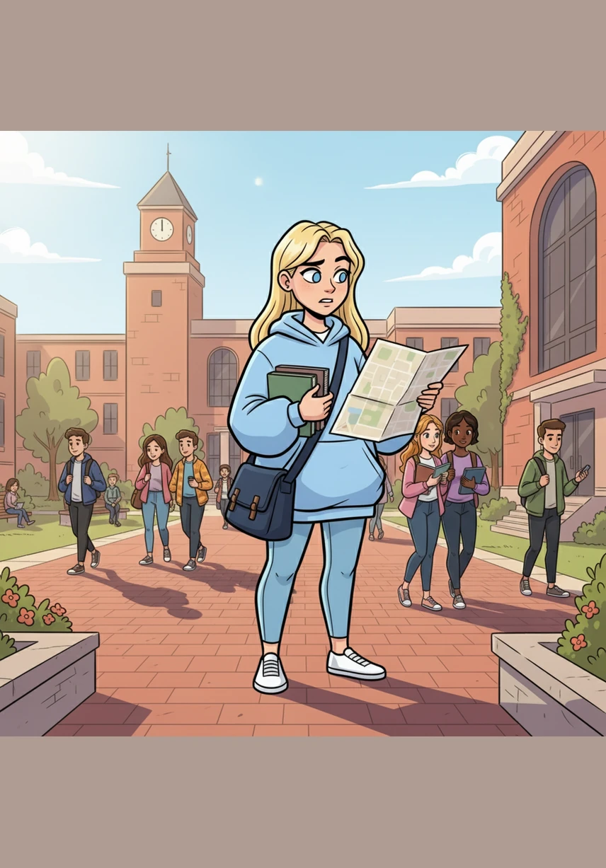 Walking across the bustling campus, the sunlight feels a bit too bright and the chatter of other students sounds like a chaotic symphony. I pull my hood up for comfort, navigating the path to the dining hall while my thoughts race through a dozen different scenarios, overthinking every interaction I've had so far.