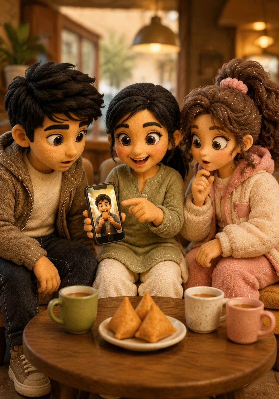 Suddenly, a famous teenage influencer posts a video eating a cheaper, alternative street snack, causing a massive buzz online. Zeel points at her screen, noting how a shift in consumer tastes and preferences can instantly dry up the demand for the expensive cafe samosas.