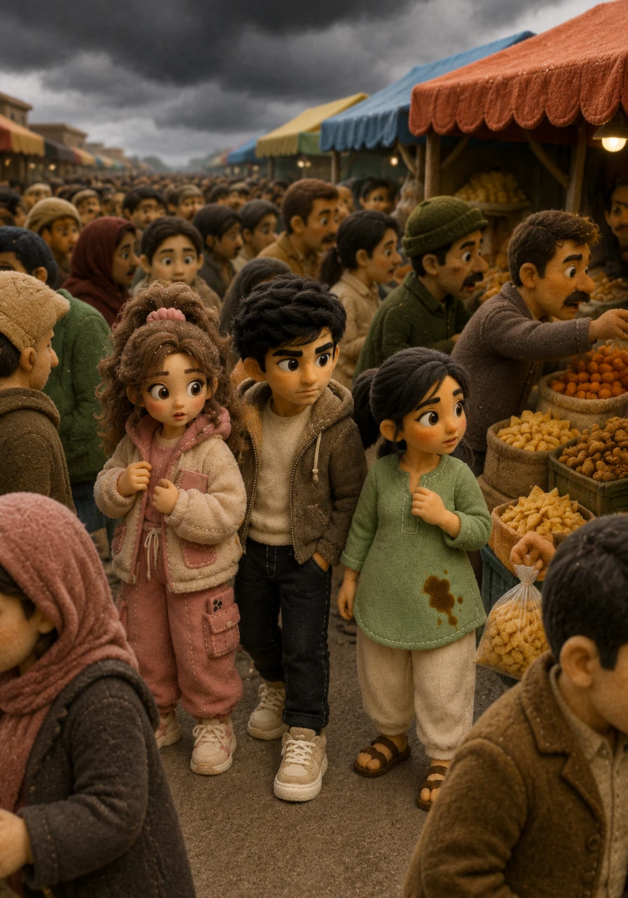 The sky darkens slightly with rain clouds, and rumors circulate among the market shoppers that snack prices will rise even higher next week due to a supply shortage. Instantly, a long line forms at the stalls as people rush to buy now, driven by the expectation of future price increases.