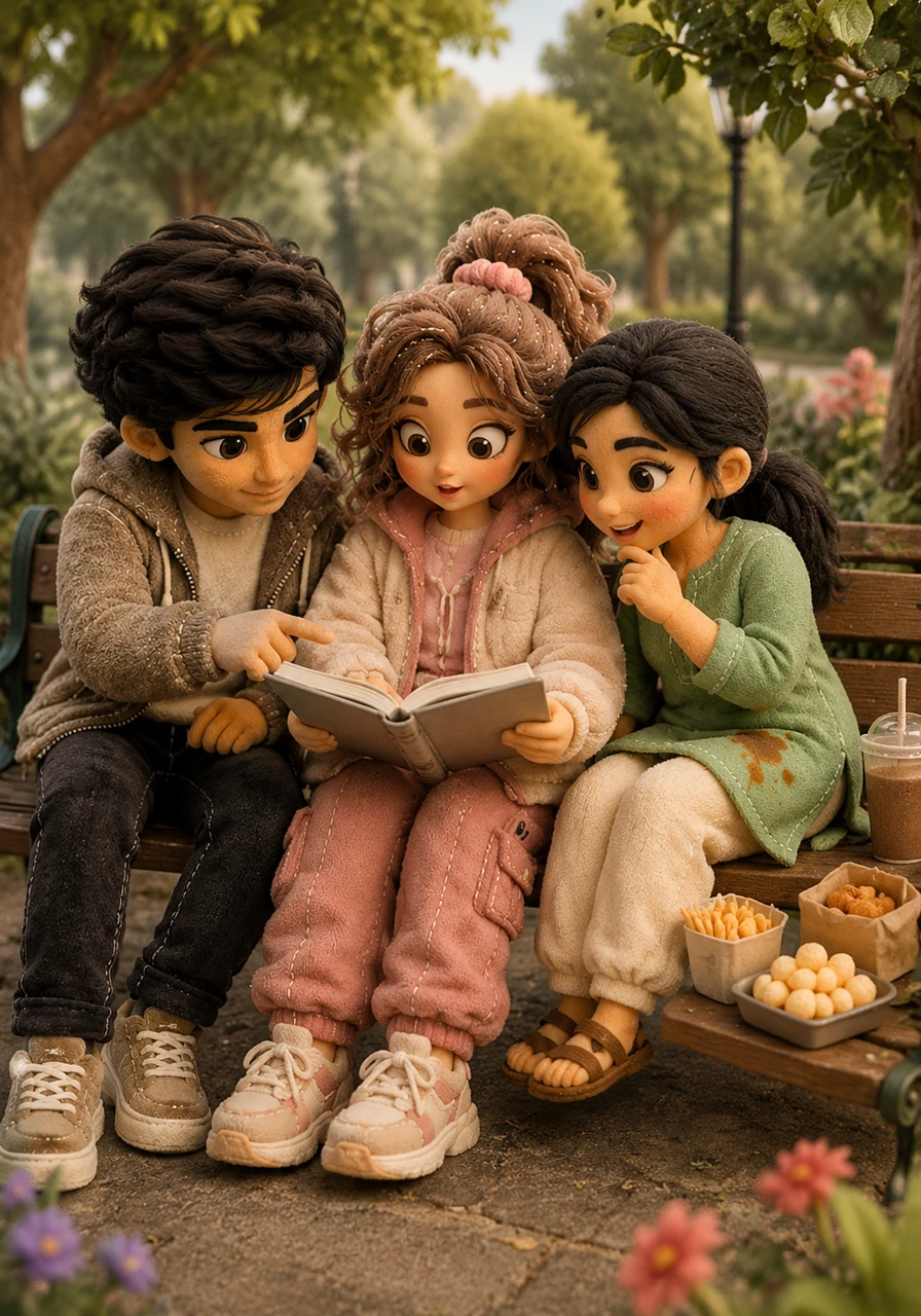 Sitting on a park bench with a modest but delicious spread of affordable treats, the three teenagers sketch out a makeshift demand curve on Zeel's notebook. They marvel at how their simple weekend hangout is actually a living, breathing reflection of global economic theories.