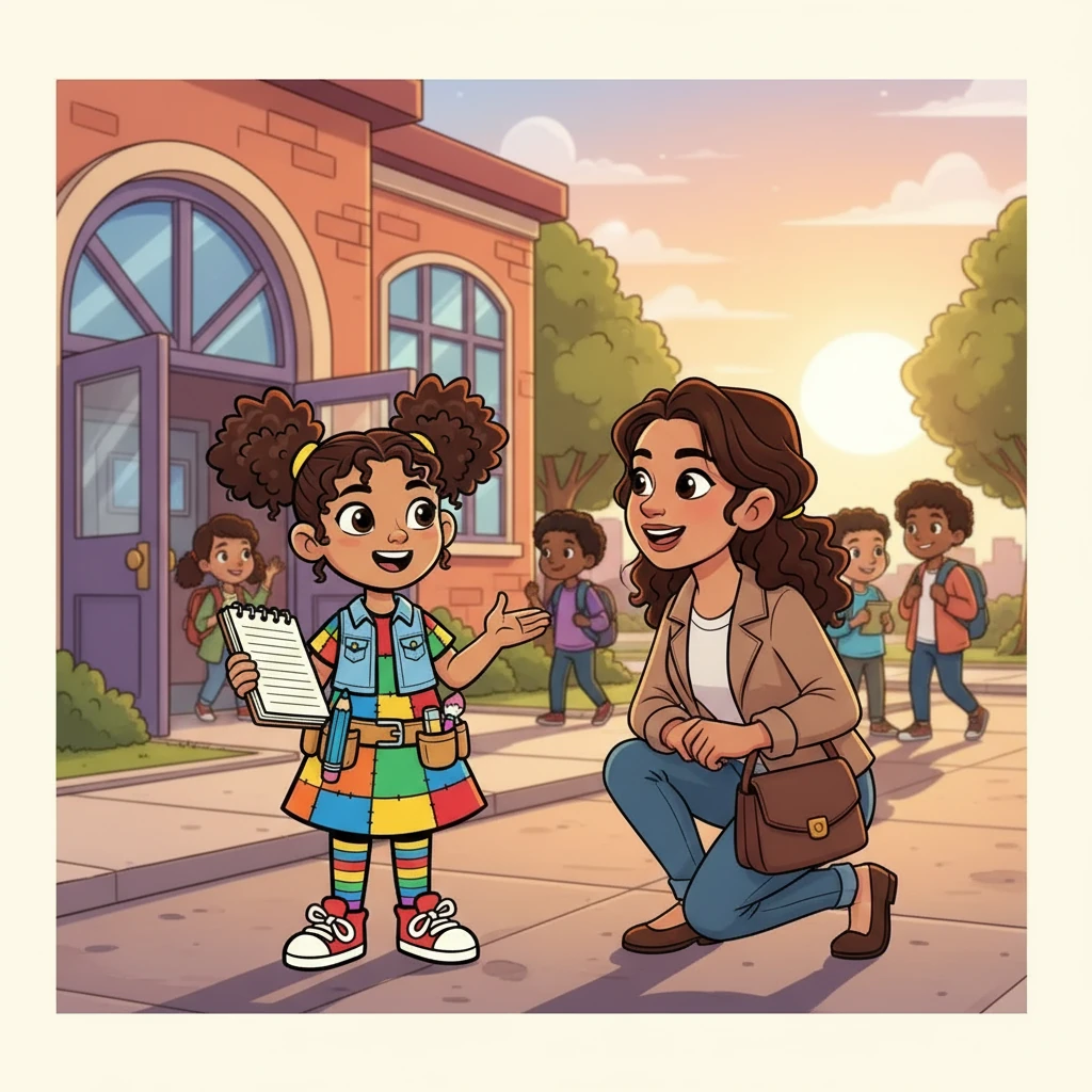 At the end of the day, Maya's mom picked her up. Maya told her all about her new friends and the fun activities. She couldn't wait to go back to school tomorrow!
