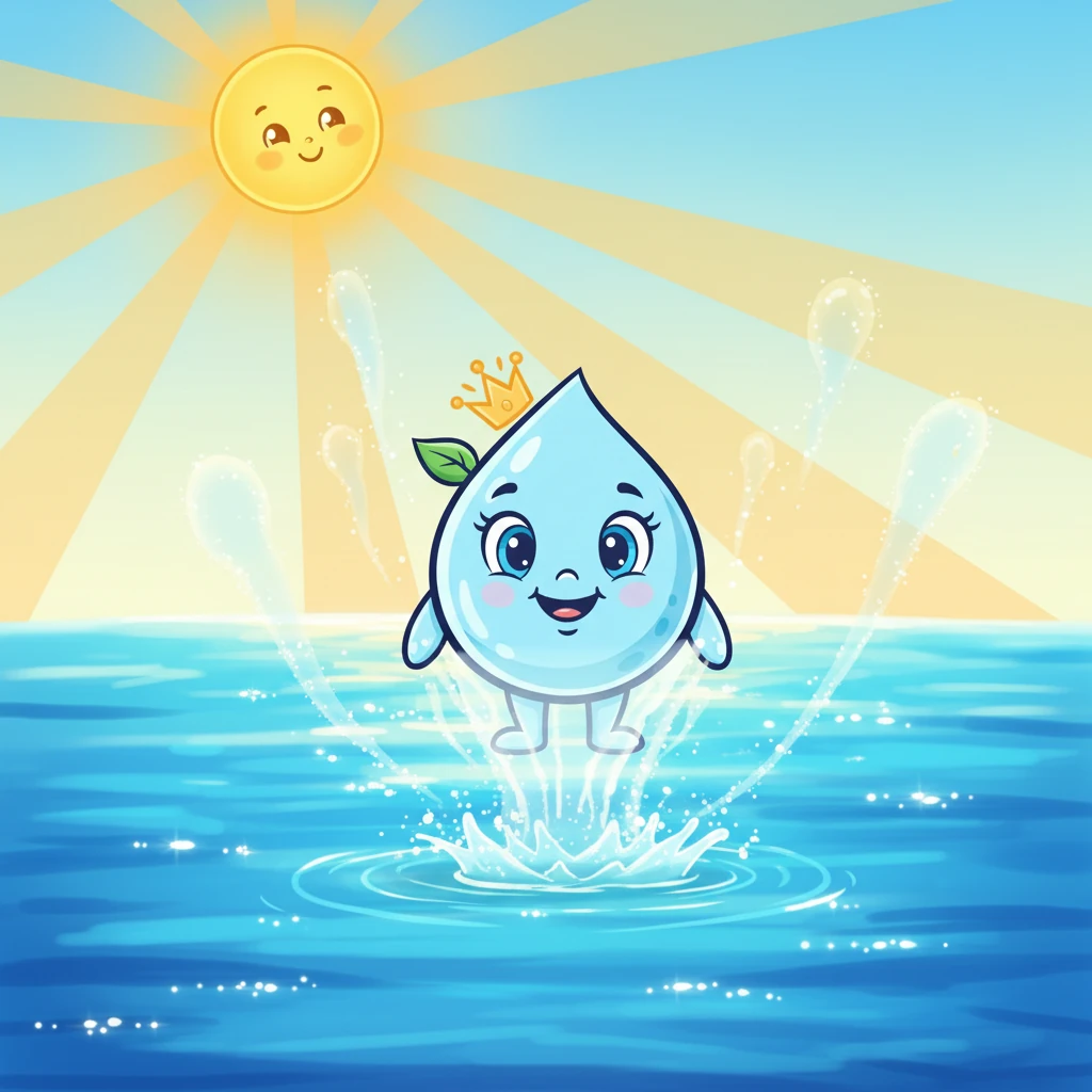 Краплинка була маленькою і веселою крапелькою води у великому океані. Одного сонячного дня сонце почало пригрівати, і Краплинка відчула, як стає тепло. Вона почала підніматися вгору, перетворюючись на невидиму пару.