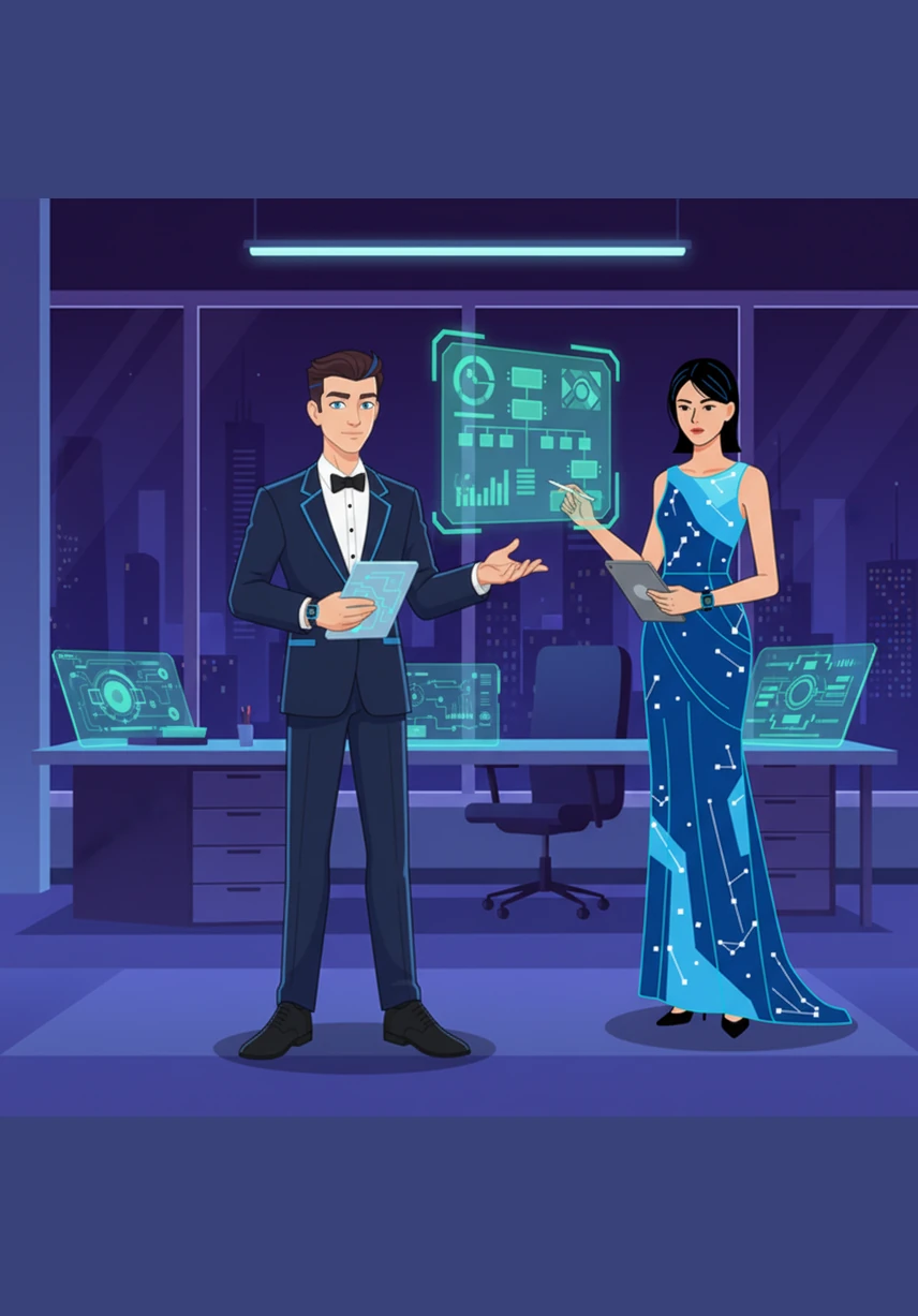 In the heart of a neon-lit city, Ella spent her days coding in a tiny corner of her stepmother’s sleek tech office. While her stepsisters posted selfies and chased trends, Ella worked tirelessly to keep the family business running behind the scenes in her simple grey hoodie.