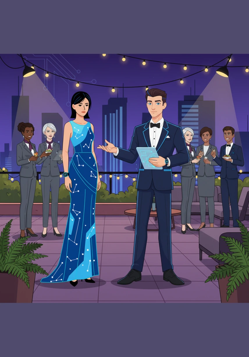 They spent the evening on the rooftop garden, ignoring the loud music to discuss their shared dreams of using technology to help people. For the first time, Ella felt truly seen for her brilliant mind and her passion rather than her service to others.