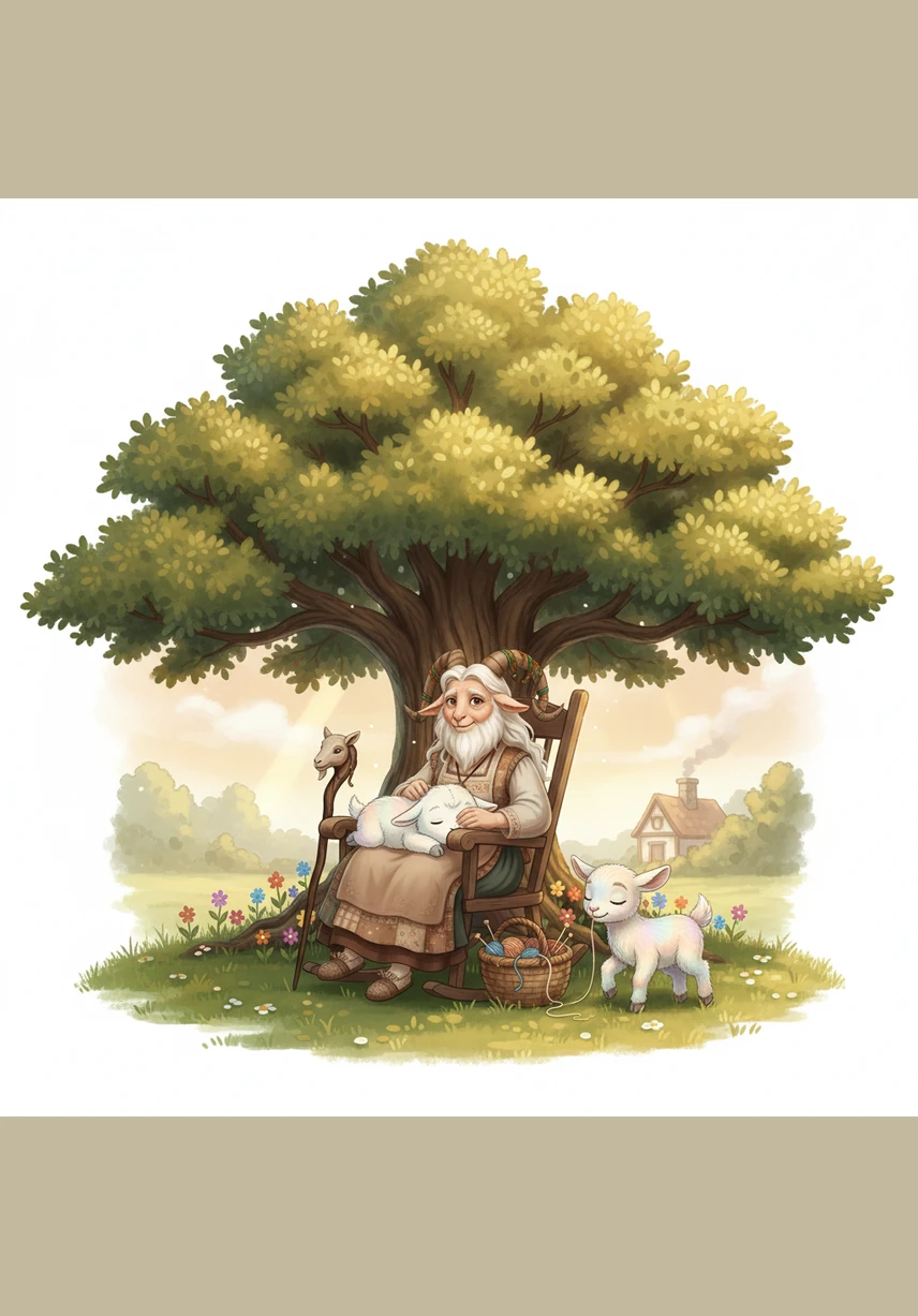 Grandma reminds them of the third and most important rule: resting their busy goat brains. They lie flat on their backs under the shade of a large oak tree, watching white fluffy clouds drift by and shift into the shapes of dragons and giant ice cream cones.