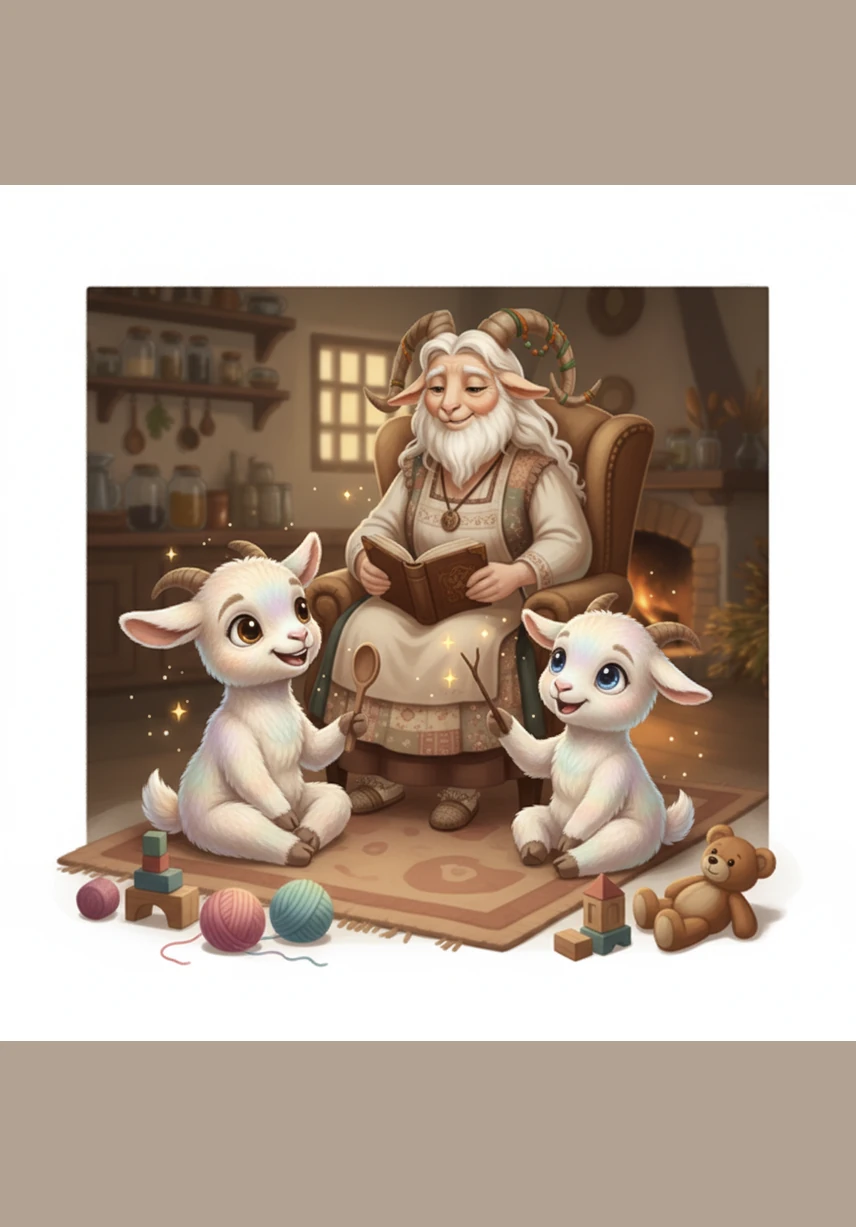 The two little goats realize the ultimate secret: holidays are not about having a schedule full of big events. They are about using your imagination to find magic in the simple things you do every day.