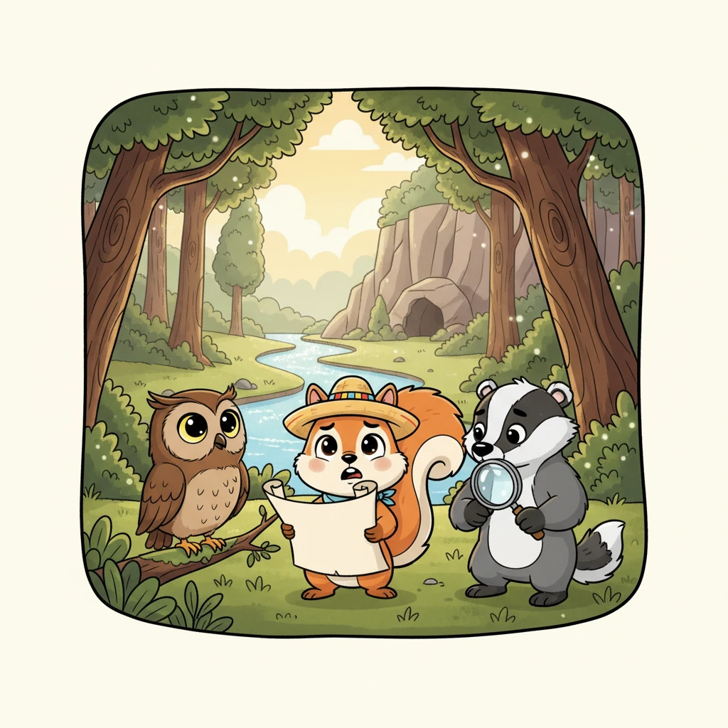 Rumí siente una mezcla de emoción y preocupación. Construir un nuevo hogar es una gran tarea y no puede decidir sola. Necesita ojos astutos y patas fuertes que la ayuden a elegir el mejor lugar.