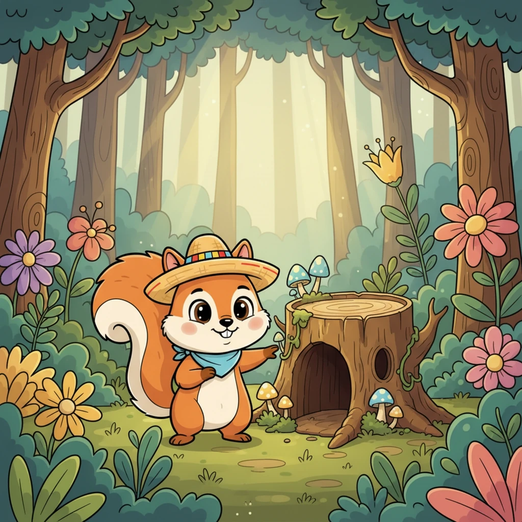 El bosque parece contener la respiración, esperando el próximo movimiento de Rumí. Ella mira a su alrededor, su pequeño corazón listo para buscar consejo y embarcarse en esta importante aventura. Su nuevo refugio espera su comienzo.