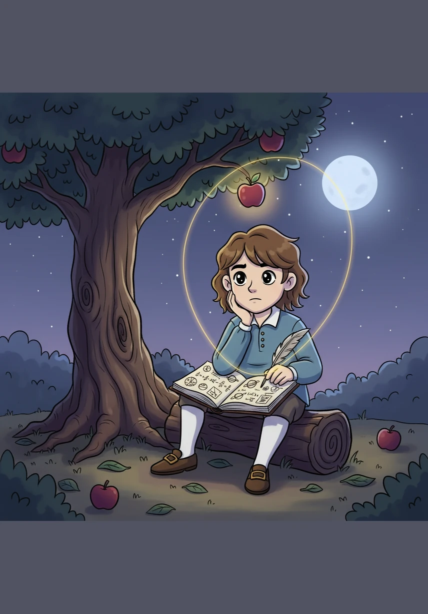 Isaac holds a glass prism up to a thin sliver of sunlight, watching in awe as a hidden rainbow spills across his wooden desk. He realizes that even the mysterious nature of light follows strict, predictable patterns that can be measured.