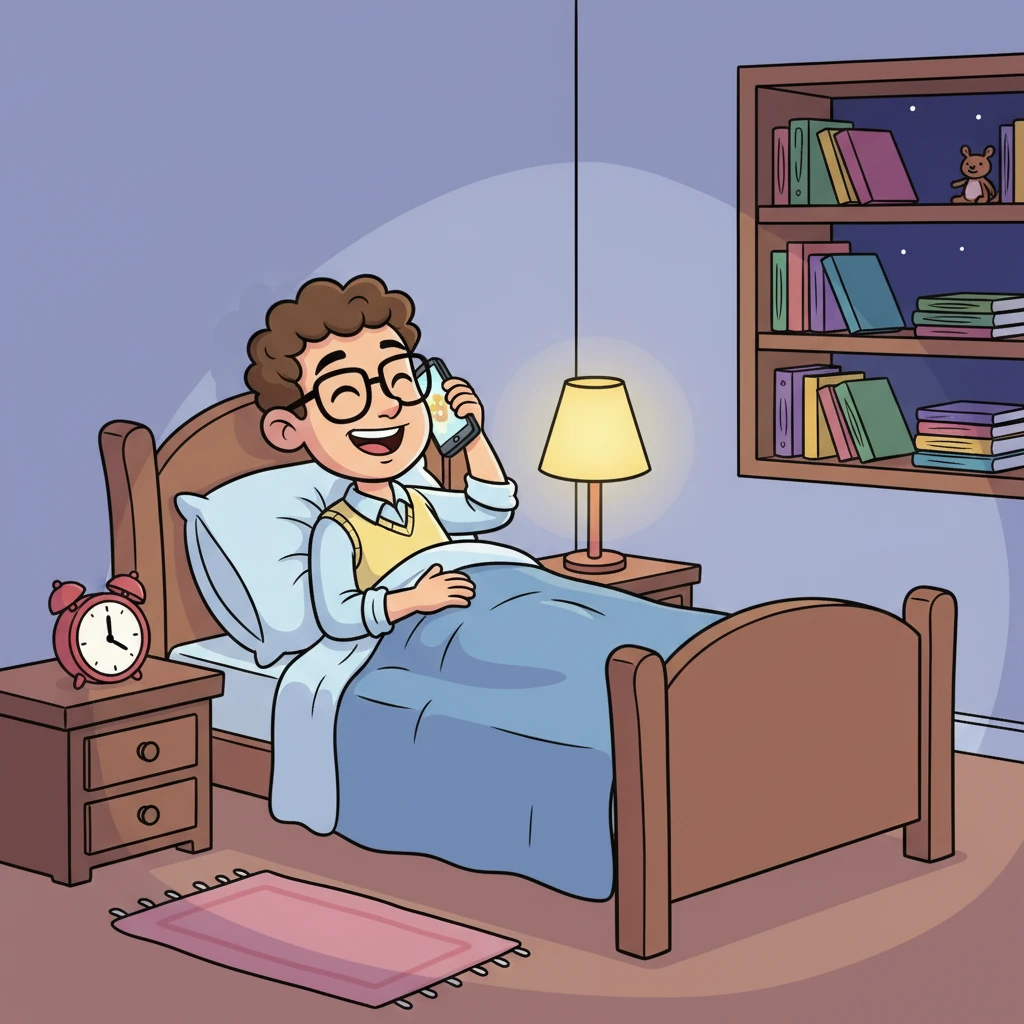 After a warm, relaxing shower, Lukas calls his family, sharing stories and laughter, feeling truly content. Finally, at 10 p.m., he snuggles into his bed, drifting off to sleep with a peaceful heart, excited for whatever tomorrow brings.