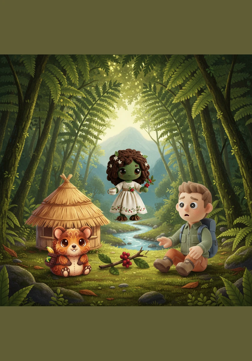 Beneath the giant ferns of the Blue Mountains, a young hiker sits on a mossy stump eating a sandwich. Suddenly, a pair of dark, twitchy whiskers pokes out from behind a rock as Brownie the Coney asks where the sun is hiding in the bread.