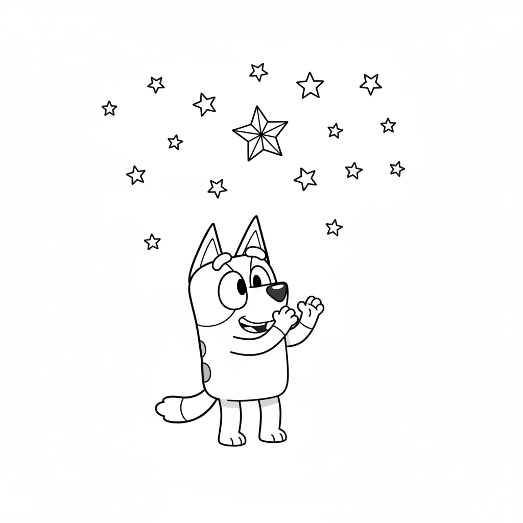 The little star flew higher and higher, a bright tiny dot against the deep blue. It nestled perfectly among its celestial friends, joining the countless other stars in the vast night sky. Bluey clapped her paws with joy.