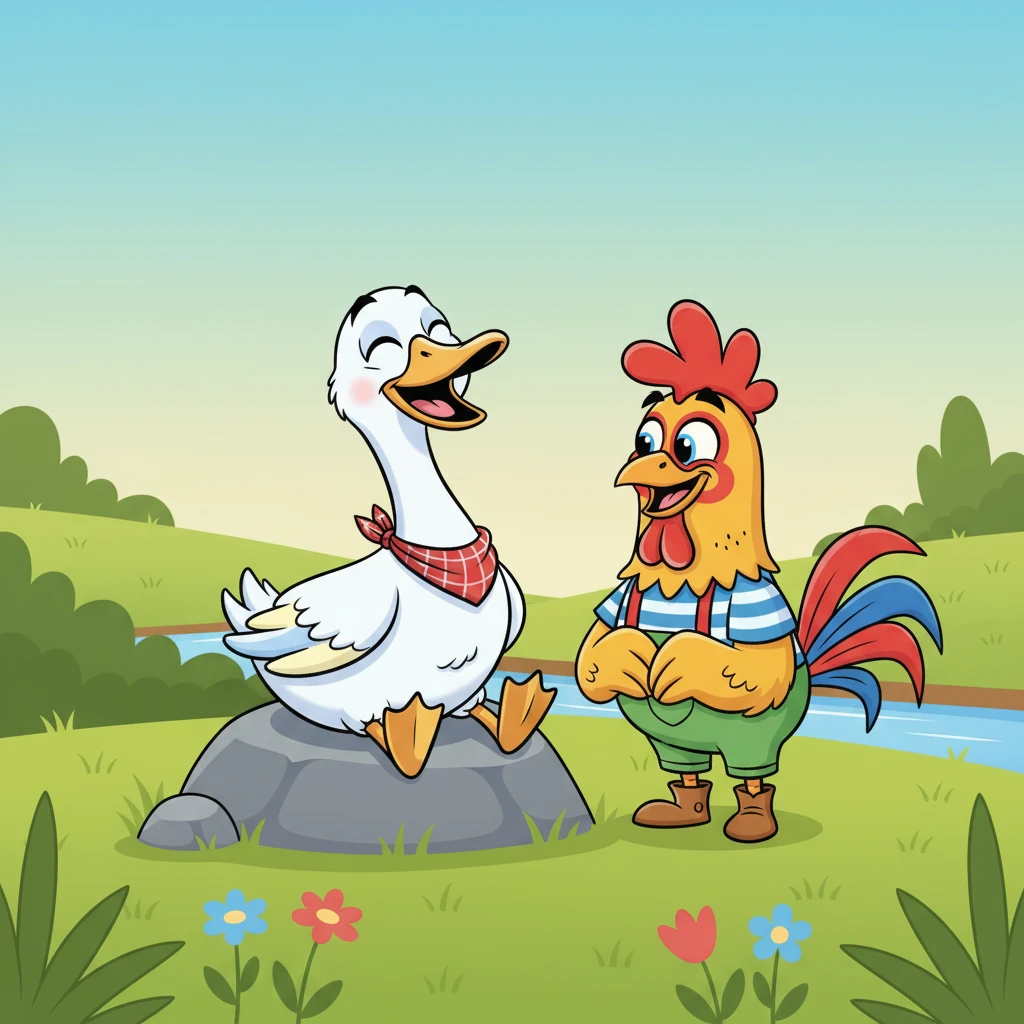 Goosey giggled, realizing how silly she had been. She learned that sometimes, when things feel overwhelming, a moment of calm can help you see clearly. Rooster smiled, proud of his friend for learning to pause and breathe.