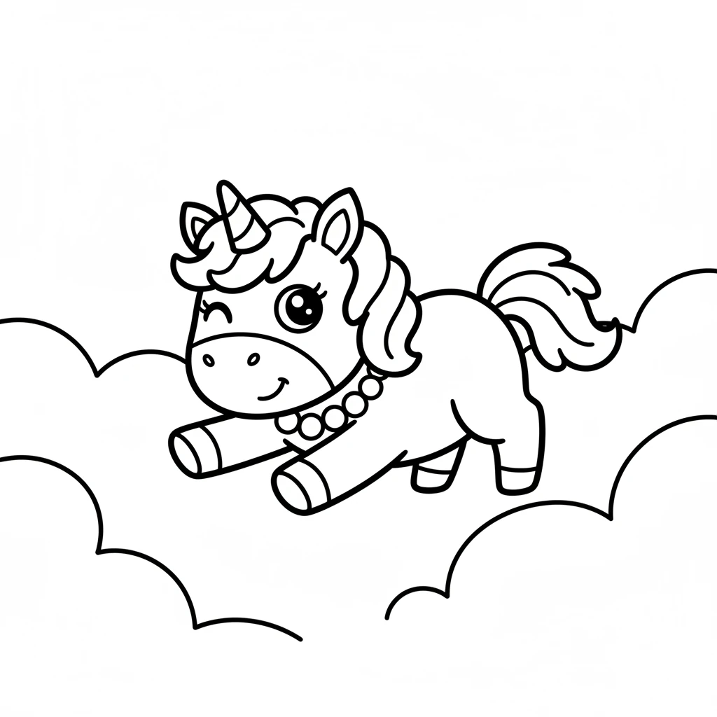 Sparkle the unicorn woke up in a soft, quiet world. Everything around her was gentle and white, like a fluffy cloud. She stretched her legs and blinked her big, kind eyes, wondering what the day would bring.