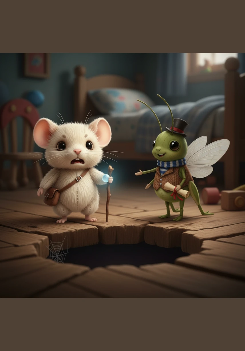 Pip reached the mouth of the cave, a yawning black hole that seemed to swallow the moonlight entirely. He clutched his tiny wooden walking stick, his whiskers twitching with pure terror as he stared into the void.