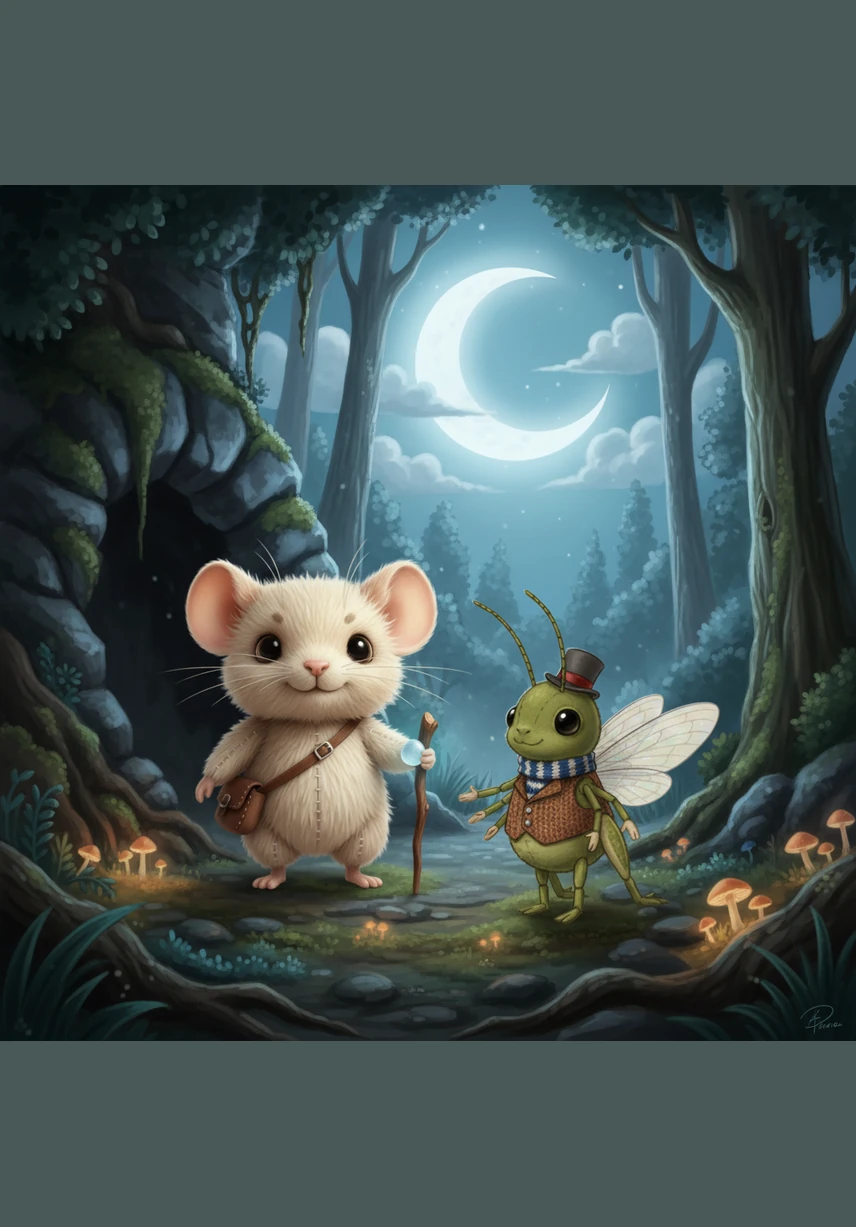 They emerged from the cave just as the moon reached its peak, painting the forest in shades of silver and pearl. Pip looked back at the dark entrance and smiled, knowing that he was much braver than he had ever imagined.