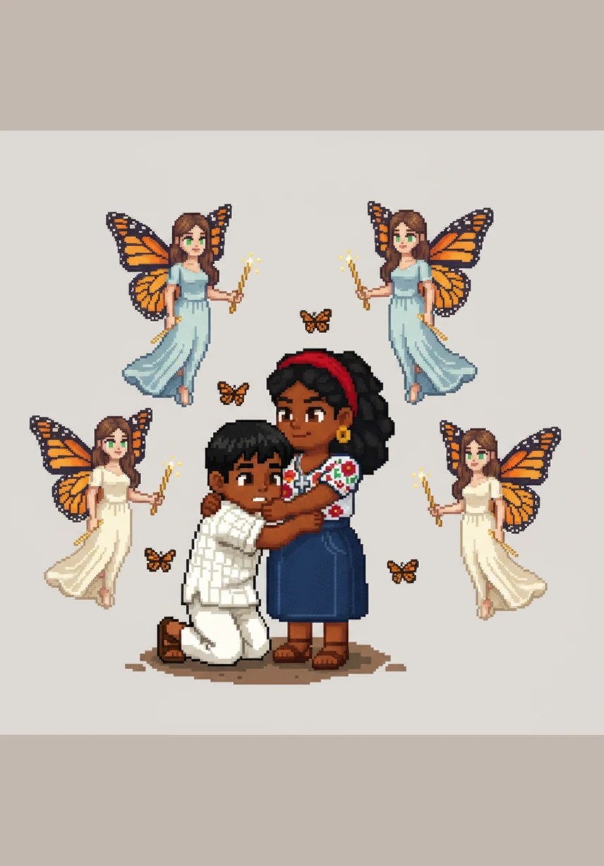 María quickly scooped up Benito, calming him with a gentle pat and a firm command, while Miguel knelt down to offer his hand. The little fairy looked up with wide, emerald eyes and realized these children were protectors rather than giants to be feared.