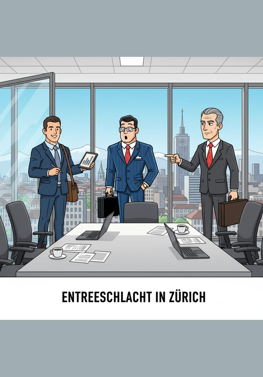 Lukas betritt das moderne, aber leicht hektische Büro eines mittelständischen Unternehmens in der Region Zürich. Der Geschäftsführer empfängt ihn mit besorgter Miene und berichtet von einer wichtigen Stelle, die seit Monaten unbesetzt bleibt.