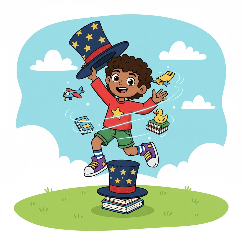 He realized the hat was the source of his magic. He put it on and off, testing its powers. Alex spent the rest of the day conjuring and vanishing objects.