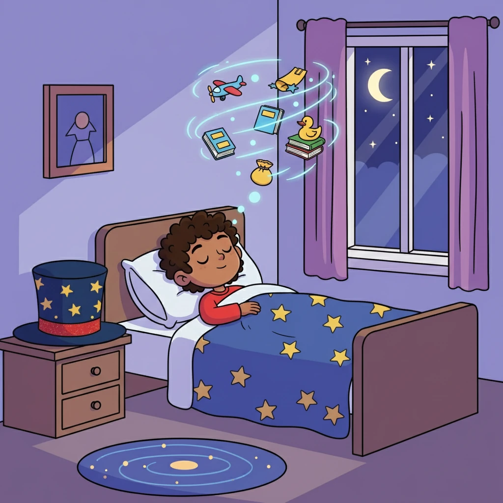 Alex drifted off to sleep, dreaming of all the magical adventures he would have with his special hat, ready for another day of wonder.