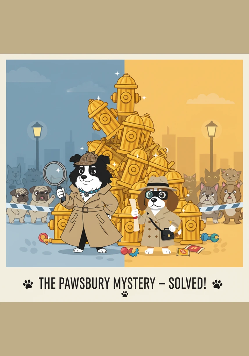 The citizens of Pawsbury cheer loudly as Coco and Lilo return the Golden Bone just in time for the opening ceremony. The two brave detectives are awarded special golden medals for their cleverness and teamwork, ready for their next big case.