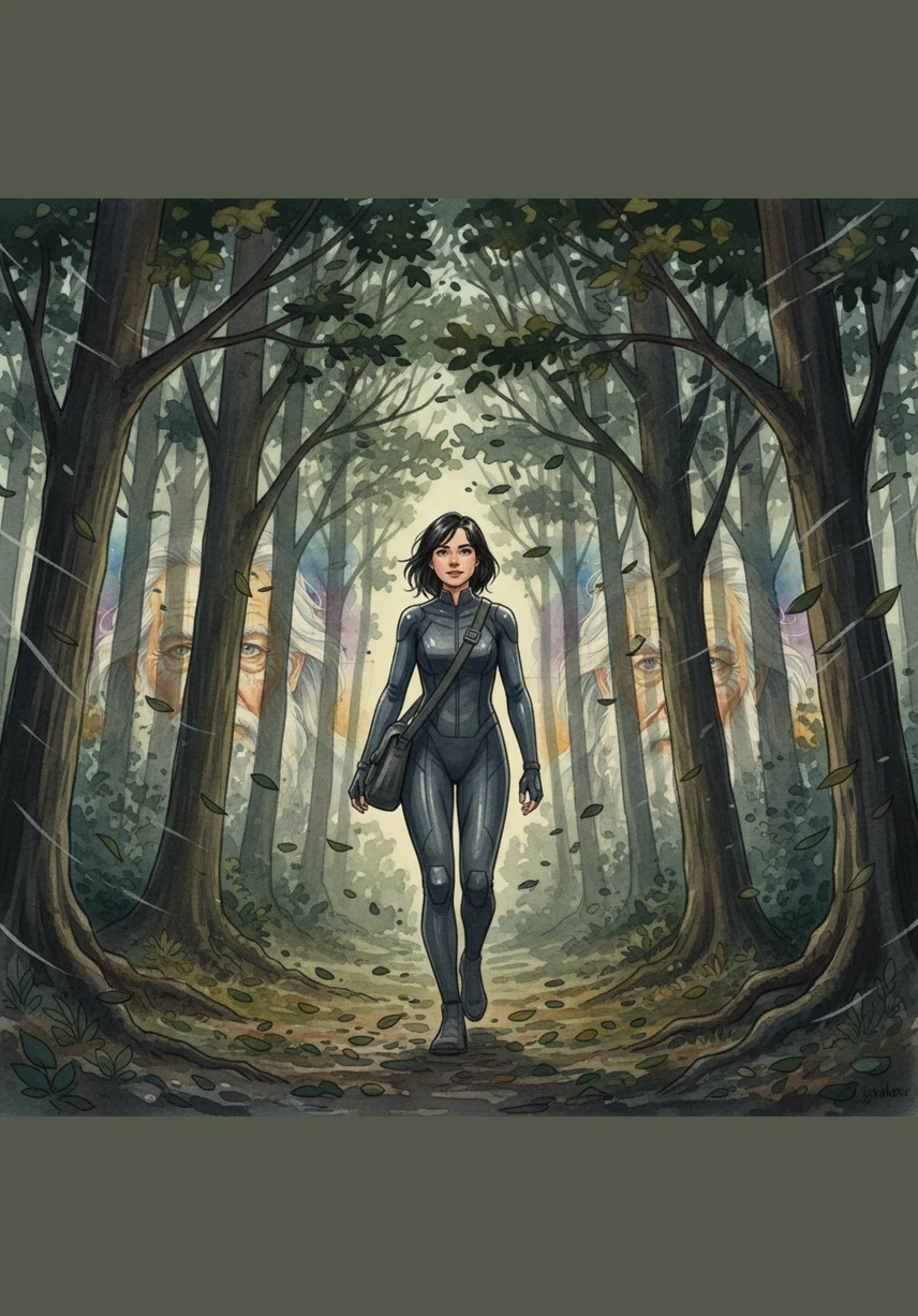 Elara will walk into the dark forest where the air is fresh and the only sounds will come from the rustling wind. She will finally be free from the screen, and the Great Architect will never find her in the quiet world beyond the wires.