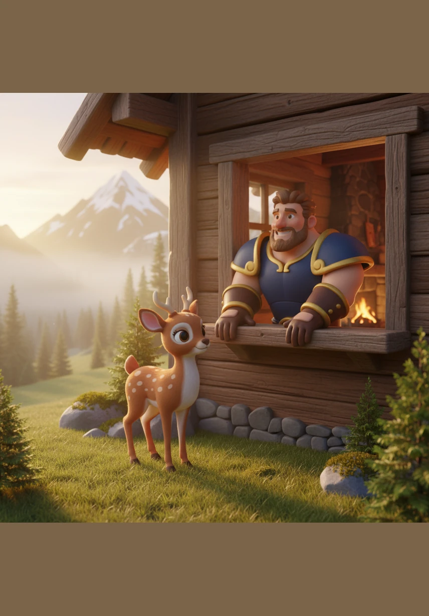 Silas Thorne stands by his cabin window as the first light of dawn illuminates his rugged features and broad shoulders. He breathes in the crisp mountain air, preparing his mind and body for the physical labor that lies ahead.