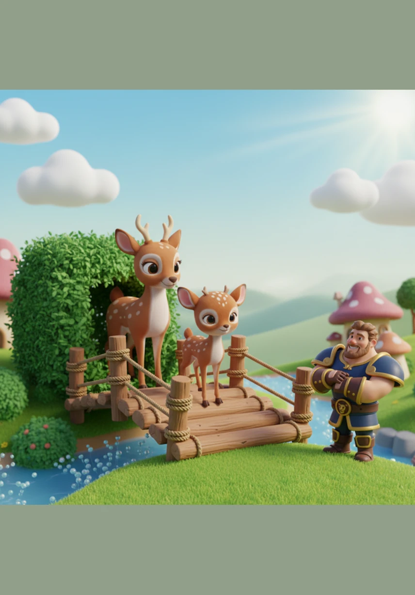 The fawn tentatively steps onto the new wooden planks, followed by its mother who emerged from the thicket. Silas watches from a distance, a small, proud smile touching his weathered face as the animals cross safely to his side.