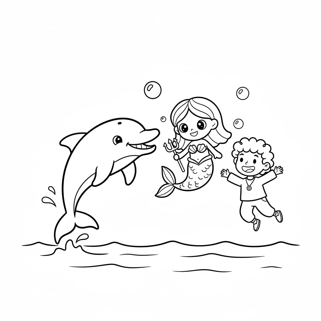 As they searched, a playful dolphin swam by, smiling with its sleek nose. The dolphin gave a friendly click and swished its tail. It seemed to understand Coral's mission and offered to help.