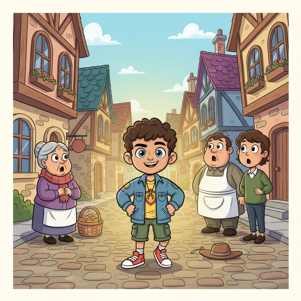 The same townsfolk who once laughed now watch with wide, astonished eyes and dropped jaws as Ethan walks past, head held high and a confident smile. The streets around him glow with newfound respect and admiration.